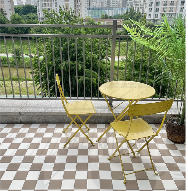 올웨이즈홈 조립식타일 마루 베란다 데크타일 바닥재 플라스틱 테라스 DIY 깔판 발판, 20개, 브라운&화이트