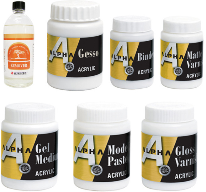 [오피스스쿨] 알파 아크릴 보조제 (500ml) 바인더/모델링 페이스트/겔 미디엄/그로스 바니쉬/매트 바니쉬 물감보조제, 알파 바인더, 500ml