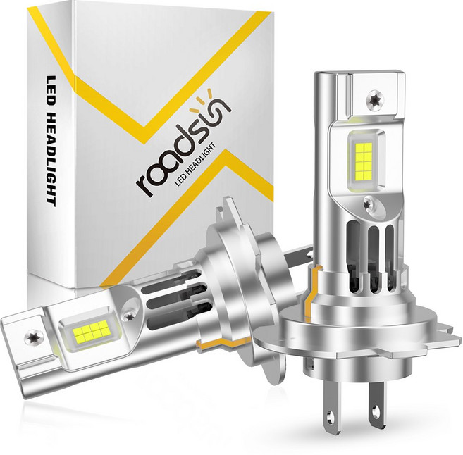 울트라 브라이트 화이트 LED 자동차 헤드라이트 6000K 고출력 주행용 전구 플러그 앤 플레이, H7, 2개