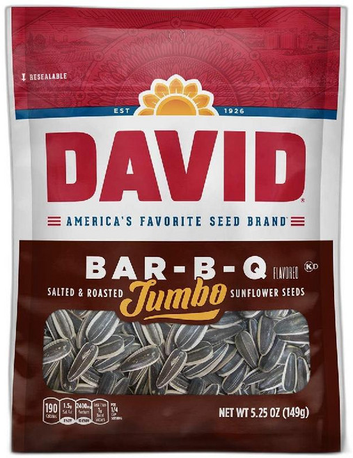 DAVID Seeds 로스티드 앤 솔티드 Bar-B-Q 점보-해바라기씨 149g 12팩, 1개