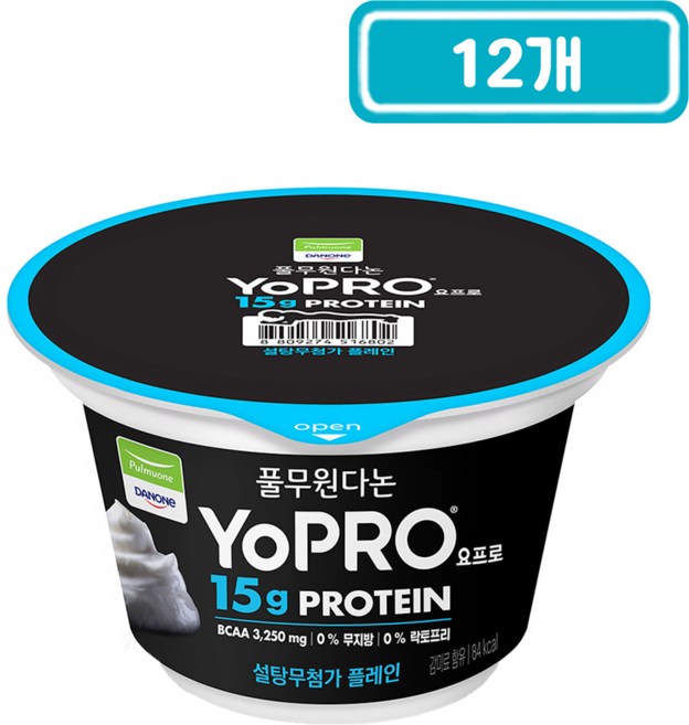 풀무원다논 요프로 컵 설탕무첨가 플레인, 150g, 12개