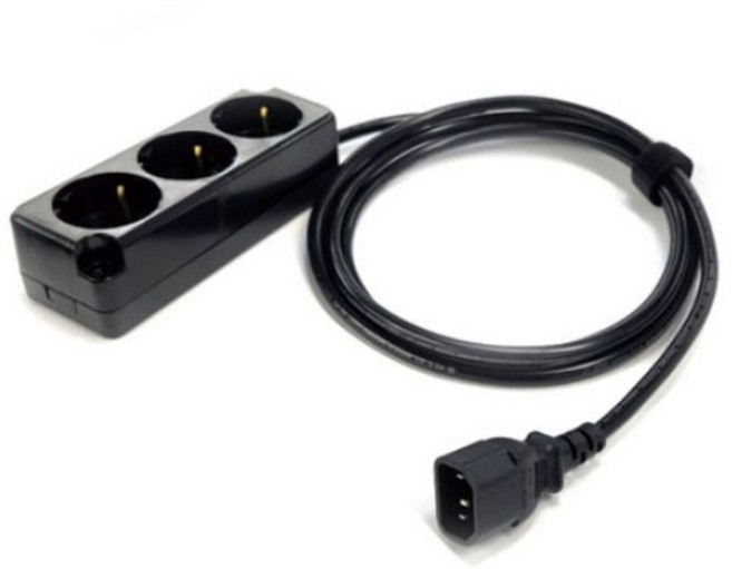 UPS전용 3구 멀티탭 C14 to 멀티탭 국산 10A 출력케이블 2M, 1개