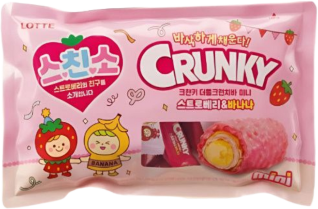 롯데웰푸드 크런키 스친소 더블크런치바 미니 스트로베리 바나나, 313.5g, 1개