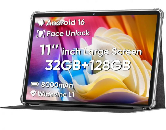 COLORROOM 2026 Android 16 Tablet 11inch Face Unlock 18W Fast Charging 32GB+128GB+1TB Expand Octaco, COLORROOM Black