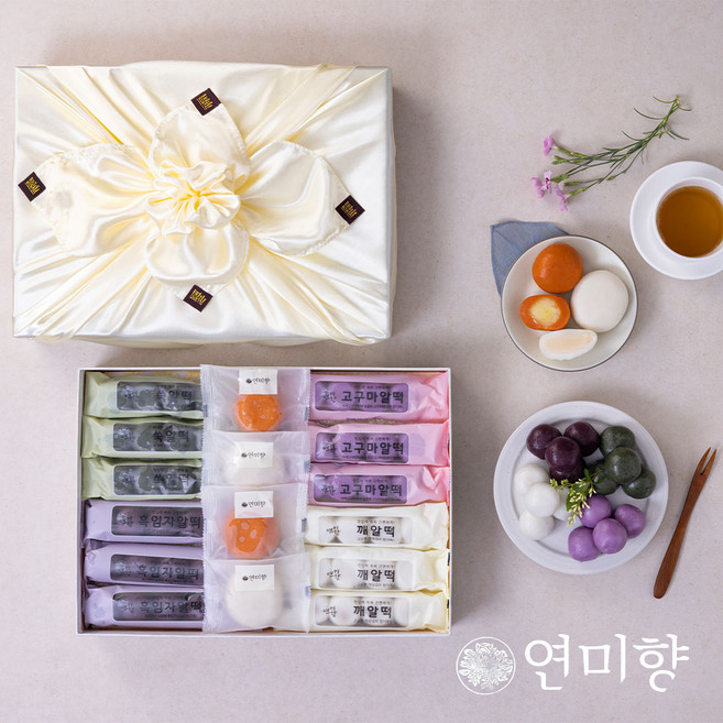 연미향 알떡 선물세트 / 총 29개 / 간편포장 / 앙금알떡 4종 / 연유앙금떡 / 매콤치즈떡 방울떡 고급보자기포장, 2.16kg, 1세트