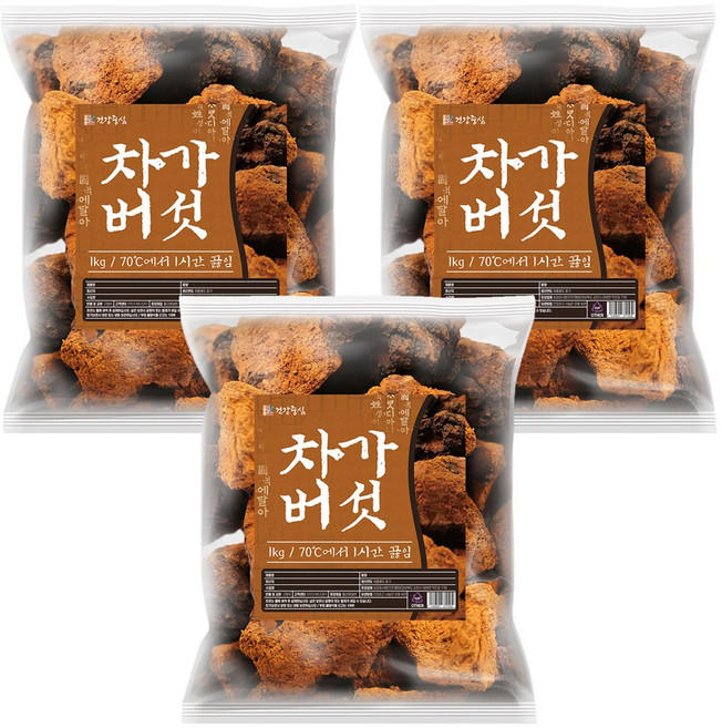 건강중심 러시아산 차가버섯 1등급 1kg, 3개