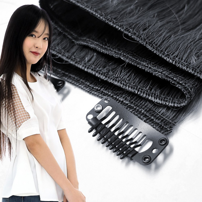 프리티레이디 인모 똑딱이 헤어피스 / 똑딱핀 2종(2핀/3핀 택1) / 2겹으로 겹쳐서 제작해 풍성한 헤어피스, 2핀x2겹(45cm), 1개, #NA