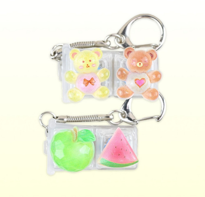 토이토 LED 포인트 2구 키캡 딸깍이 키링 미니어처 키보드 열쇠고리 피젯토이, 1세트, 세트A