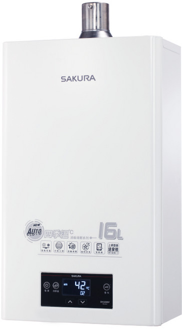 櫻花牌 DH1695F 16L 四季溫渦輪增壓熱水器 - 智能恆溫分段火排, 不含安裝費(空機價格), 不含安裝費(空機價格)