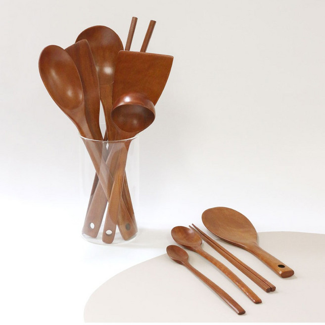 리한 옻칠 조리도구 친환경 나무 키친툴 천연 우드, 숟가락