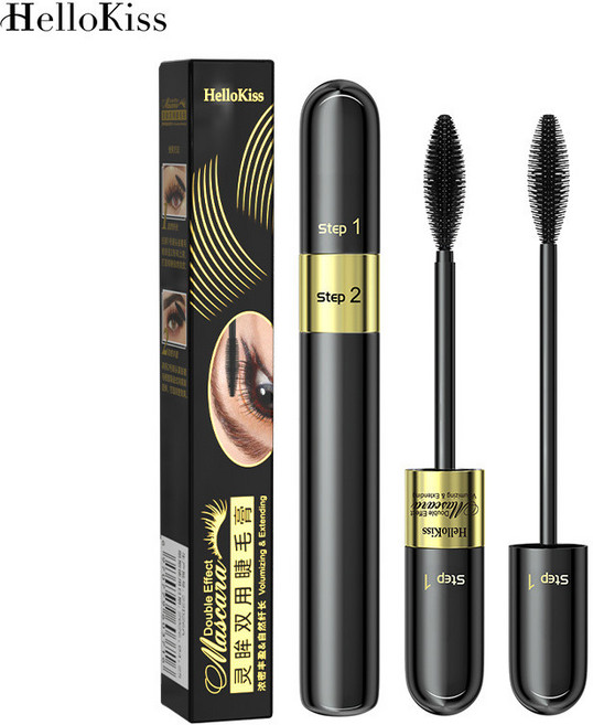 HelloKiss 雙效4D睫毛膏 纖長捲翹 濃密不暈染防水, 1個, 9g【中文包裝】