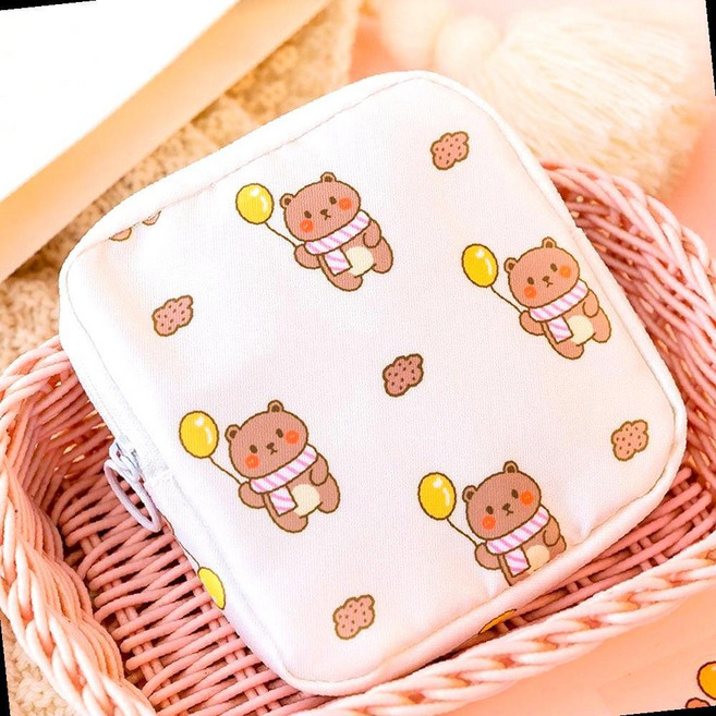 스티커 슬림 생리대 파우치 다용도 주머니로 위생적이고 간편하게 가방 정리, 토끼GS3500154C, 1개