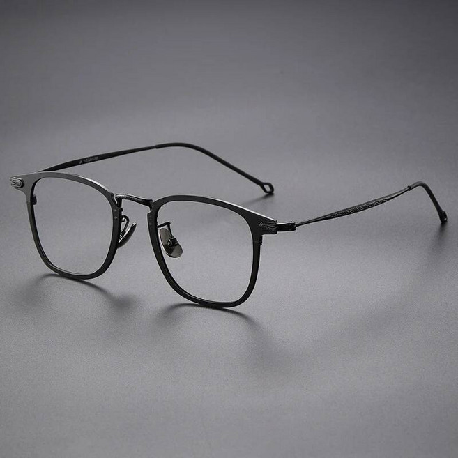 티타늄 안경테 초경량 사각 안경 남녀 공용 대형 레트로 빅 템플 카빙 엣지 홀