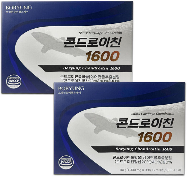 보령 콘드로이친 1600/상어연골추출 관절건강 뼈건강, 2개, 180정