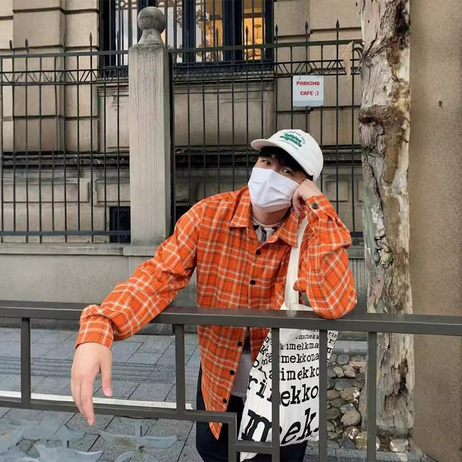 【復古顯白】格子襯衫 男士襯衫 長袖襯衫 薄外套 休閒襯衫 美式復古 高街小眾 寬鬆版型 春秋季穿搭