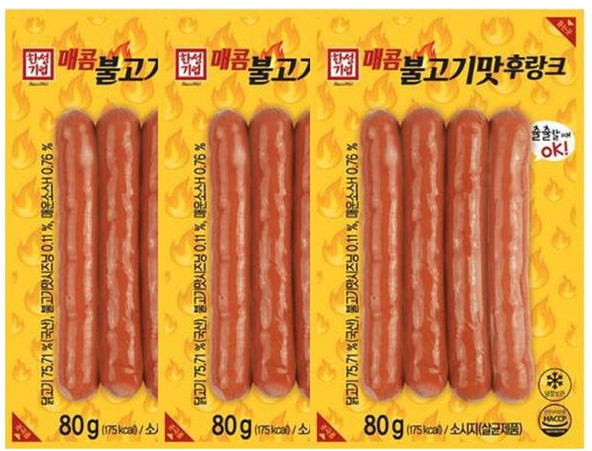 한성 매콤 불고기맛 후랑크 80g 아이스박스, 12개