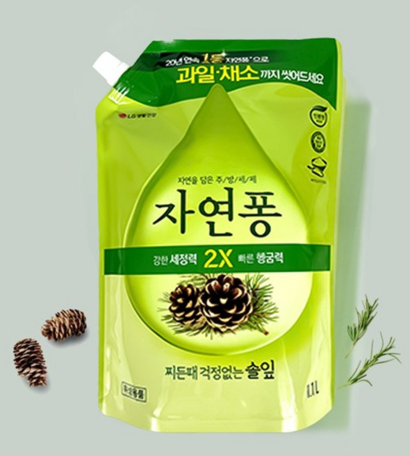 자연퐁 솔잎 주방세제 과일세정제 기름때제거 리필 1.1L 주방세제리필 설거지세제 대용량주방세제, 1개