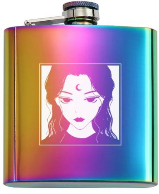 휴대용 레인보우 캠핑 스테인리스 스틸 힙 플라스크 맞춤형 로고 레이저 조각 양주 위스키 와인 병 그라데이션 컬러 6 OZ, 15)Anime