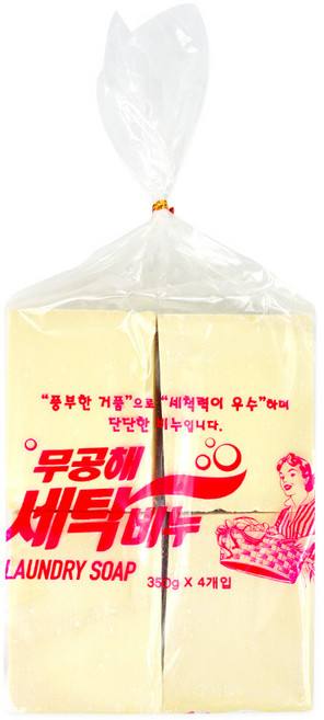 무공해 세탁비누(350gx4p) 재활용비누 빨래비누 세탁비누 표백비누, 4개, 350g