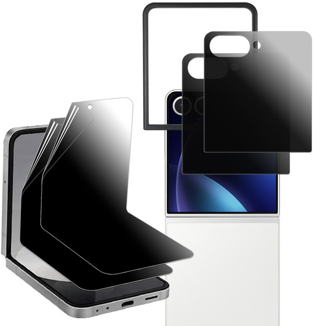 키큰기린 갤럭시 폴드 플립 사생활보호 무광택 저반사 AG 지문방지 액정보호 강화유리 필름, 1세트