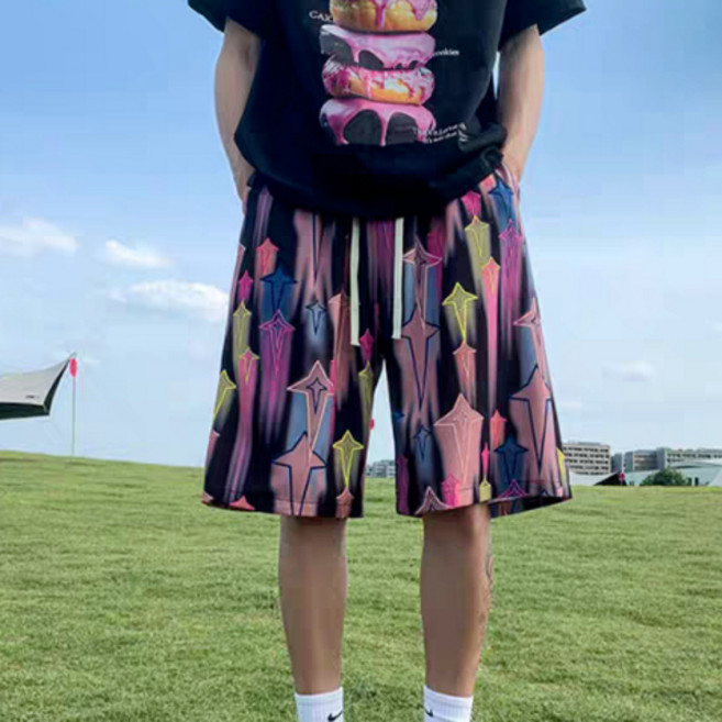 沙灘短褲男 夏季薄款透氣休閒五分褲 可下水游泳速乾