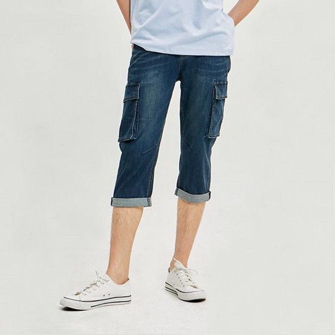 남) 쿨맥스 오비반밴딩 바이오스톤 워싱 7부 롤업_AM2DL7316-DB