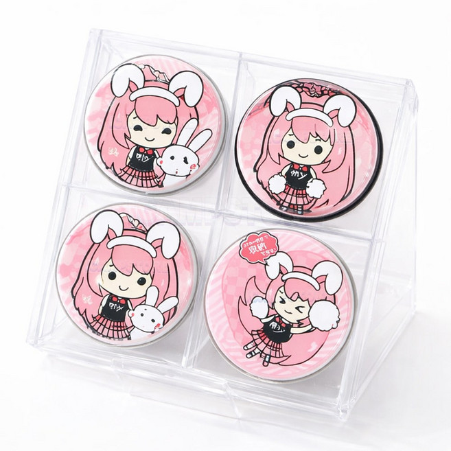 이즈미카세이 캔뱃지 4칸 디스플레이 케이스 캔뱃지 보관함, 3개, 투명