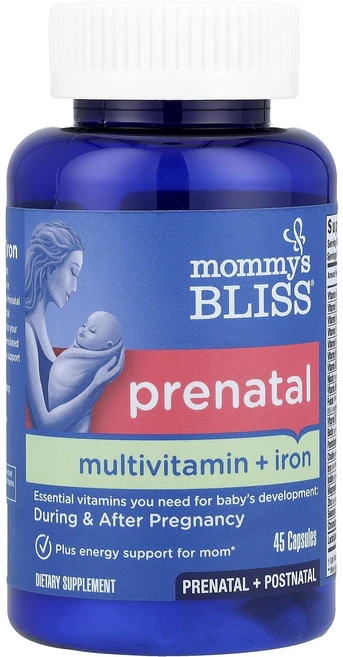 단백질 비타민 철분 마그내슘 칼슘 Mommy's Bliss 임산부용 종합비타민 + 철분 캡슐 45정 고루고루섭취해주세요, MommysBliss임산부용종합비타민철분캡슐45정, 1개 - 쿠팡