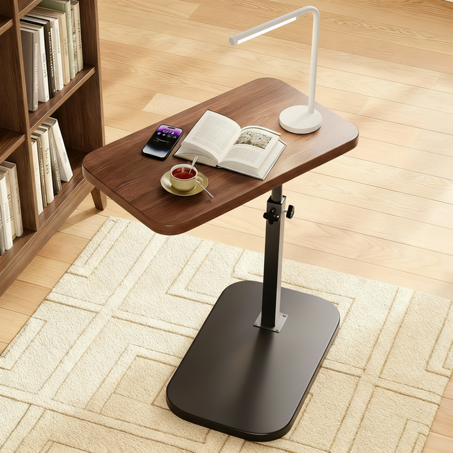 별빛 오월날 침대 식탁 쇼파 회전 높이조절 사이드테이블, 월넛색