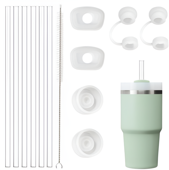 스탠리 텀블러 414ml 591ml 호환 방수캡 23cm 트라이탄 빨대 세척솔 세트, 1개
