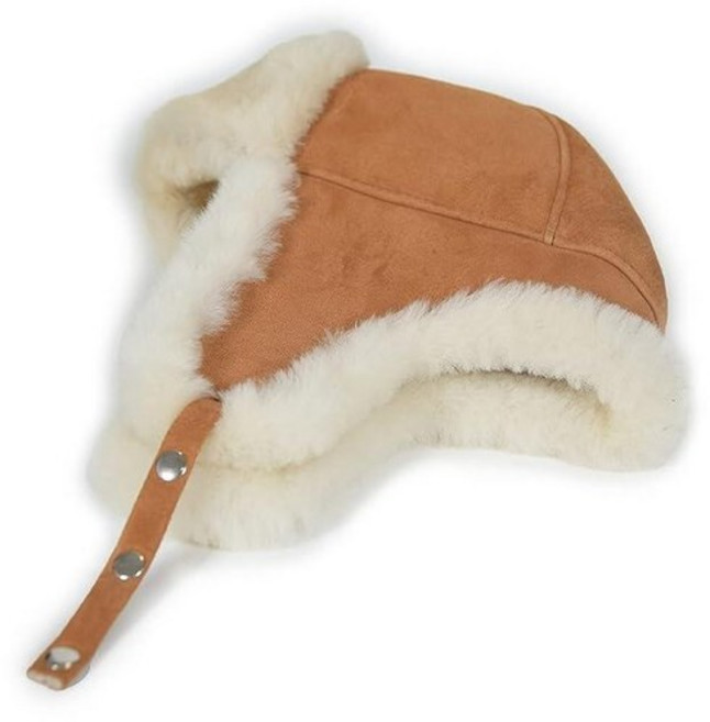 Ushanka 에비에이터 트래퍼 가죽 모자 남성 여성용 양가죽 모피 러시아 소비에트 이어플랩 모자 따뜻한 야외 겨울 모자 2024 탠 색상 XXL