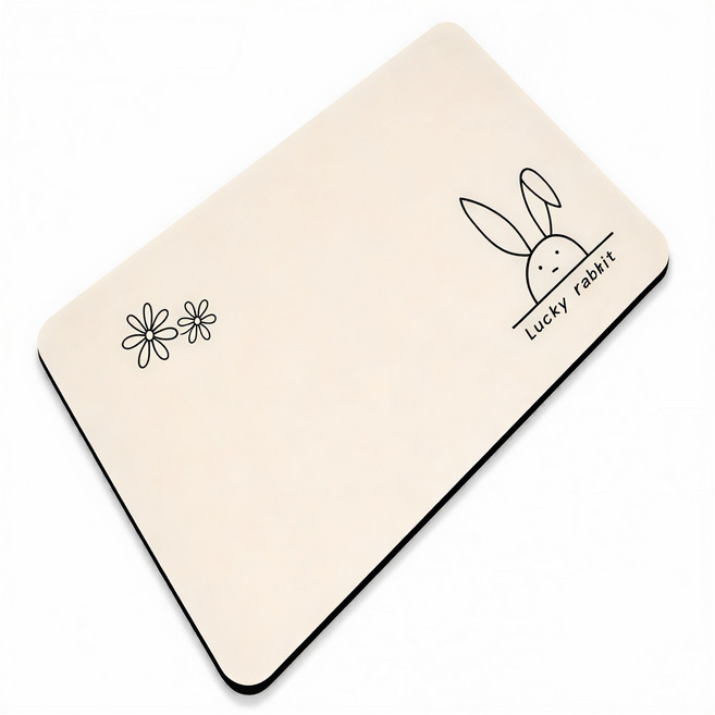 호주머니 빨아쓰는 규조토 귀여운 동물 발매트, 1개, 럭키토끼
