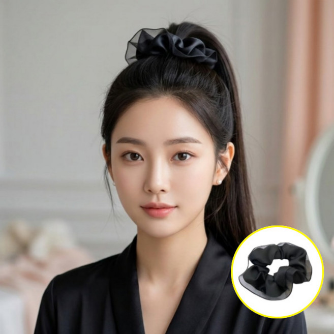 일루오슈 시스루 곱창밴드 쉬폰 머리끈 헤어 스크런치