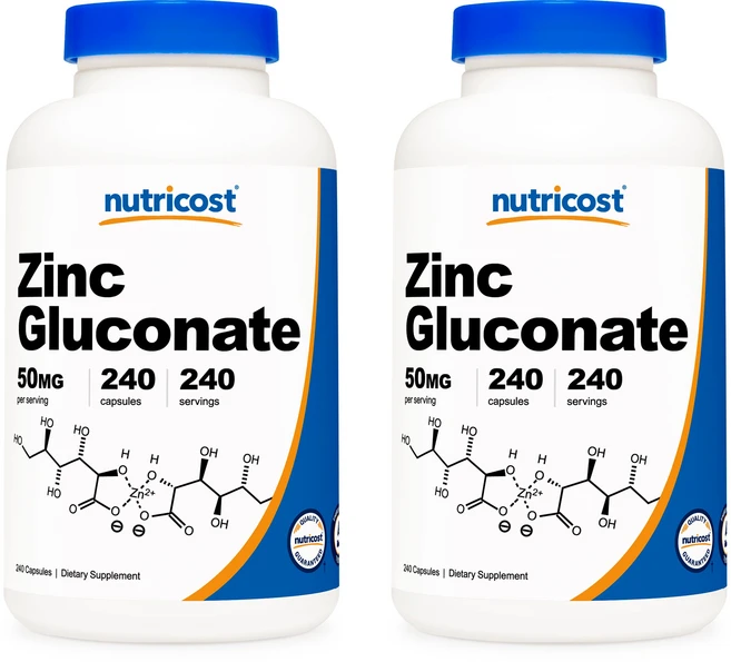 뉴트리코스트 글루콘산 아연 Zinc Gluconate 50mg 240캡슐 x 2통, 240정, 2개 - 쿠팡