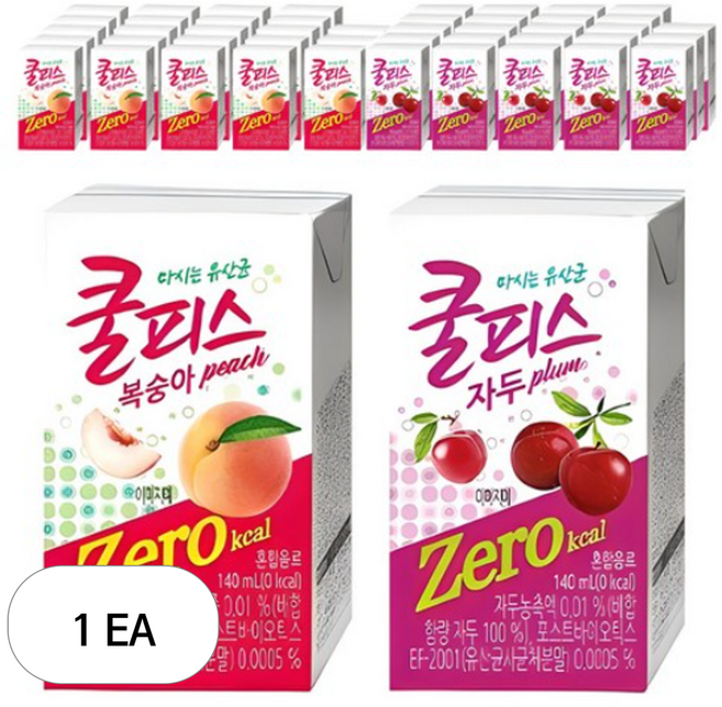 동원 쿨피스 제로 테트라 음료 복숭아 140ml 24p + 자두 140ml 24p, 1개