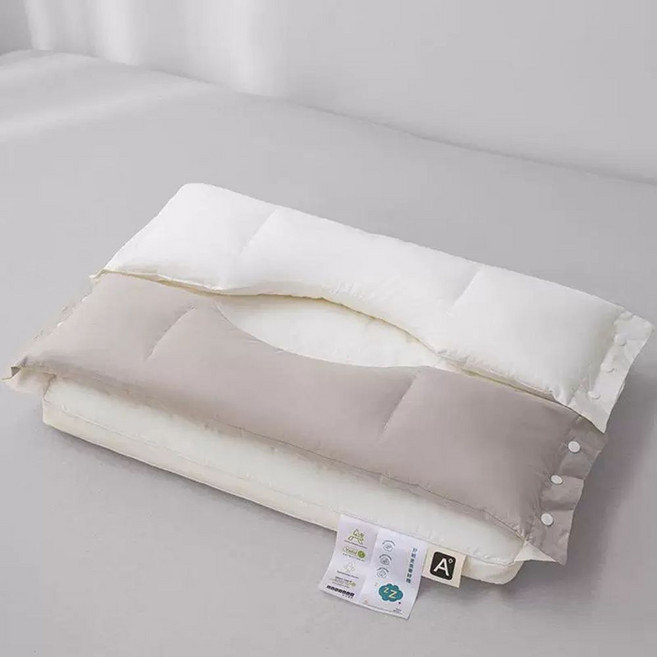 고정 베개 얼굴 주름 배개 목 각도 수면 수술 성형후, C. 쓰리인원 더블 레 견인 경추 베개 라이트 그레이