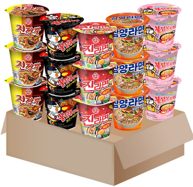 소컵라면세트 15개(삼양라면3+진라면 매운맛3+진짬뽕3+불닭볶음면3+까르보불닭볶음면3), 1개