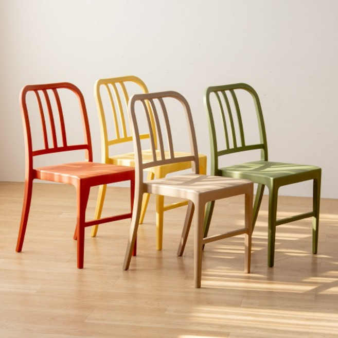 하브 카페 정원 테라스 플라스틱 야외 의자, 1개, 레드오렌지