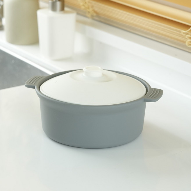 꿈꾸는리빙 국산 실리콘 계란찜기 전자레인지 용기 무독성 찜기 주방용품, 대형 원형 / 바디:그레이 / 뚜껑:화이트, 1개