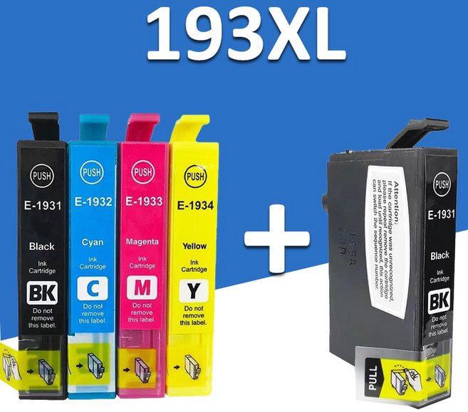Epson 193 相容墨水匣 (適用於 WF-2521 WF-2531 WF-2541 WF-2631 WF-2651), 1套4色+送1個黑色, 1個