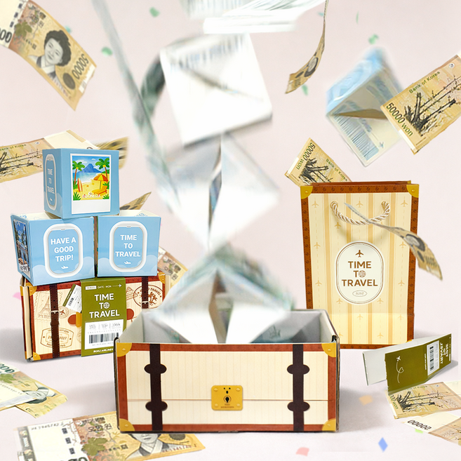 로앤제이 돈폭탄 반전 서프라이즈 여행 용돈박스 부모님 선물, 1개, 캐리어