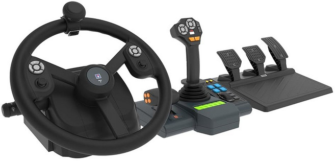 풀사이즈 스티어링 휠 제어판 및 페달이 장착된 파밍 시뮬레이터용 PC용 HORI 차량 제어 시스템(Windows 11/10), 풀사이즈 스티어링 휠, 제어판 및 페달이 장착된 파밍