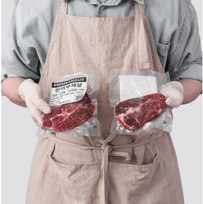프라임앵거스 호주산 s등급 부채살 통스테이크 개별포장 헬스 식단용 소고기, 5개, 100g
