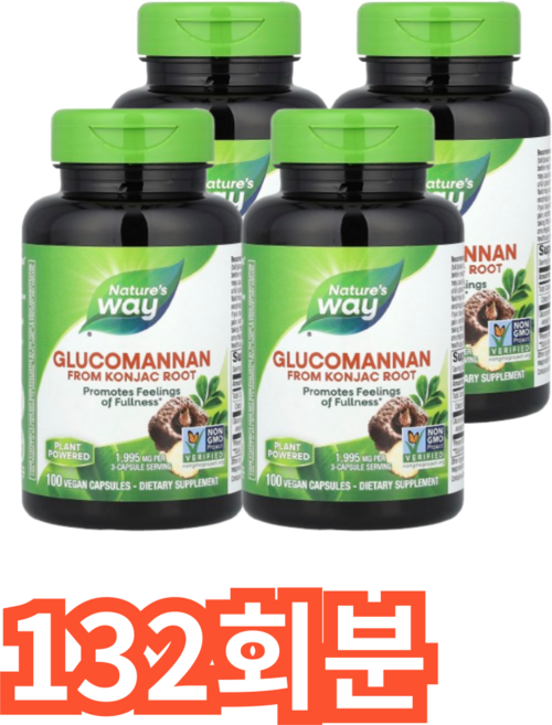 네이쳐스웨이 글루코마난 콘작 루트 665mg 베지테리안 캡슐, 132회분, 1개