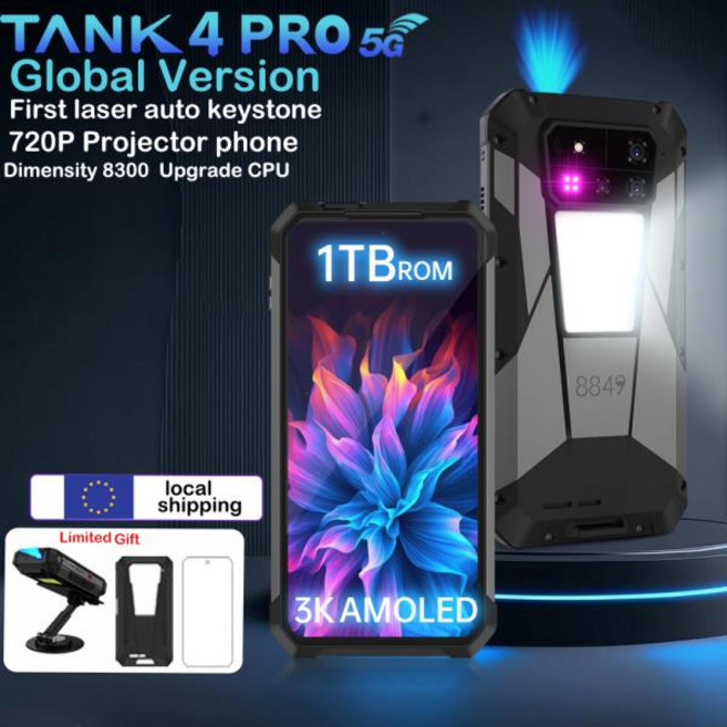 8849 탱크 4 프로 유니허츠 5G 러기드 프로젝터 스마트폰 36G 1TB 안드로이드 14 스포츠 폰 11600mAh 디멘, 02 512GB, 01 16GB, 02 No Charger