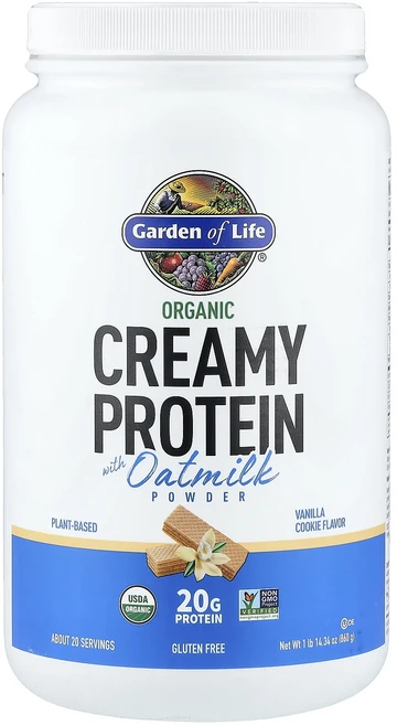 새해 건강을 선물하세요 Garden of Life 유기농 크리미 단백질 오트밀크 분말 함유 바닐라 쿠키 860g(1lb 14.34oz) 특별관리진행, GardenofLife유기농크리미단백질오트밀크분말함유바, 860g, 1 - 쿠팡