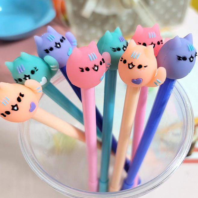 고양이젤볼펜(100개/인쇄비무료) 판촉물 볼펜인쇄 캐릭터볼펜