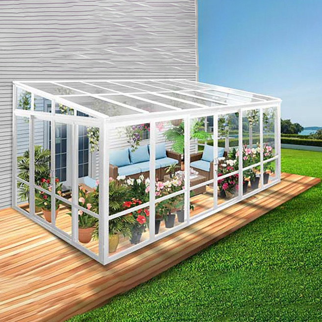 리자드 SR-01 테라스 전원주택 정원마당 옥상 썬룸 유리온실 조립식 파고라, 블랙, 화이트