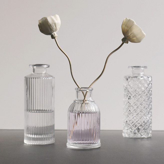 스트라이프 미니 유리 화병 작은 꽃병 디퓨저 용기, A, 1개