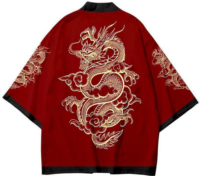 실크 커플 곤룡포 용무늬 개량 두루마기 로브 레드 XXS
